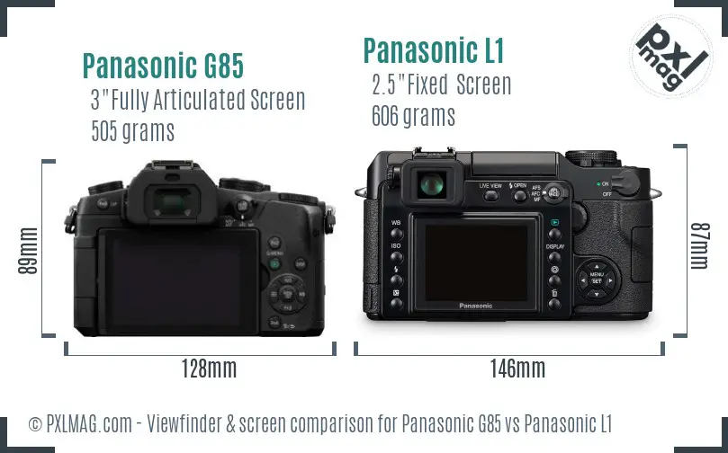 Panasonic G85 vs Panasonic L1 Screen and Viewfinder comparison