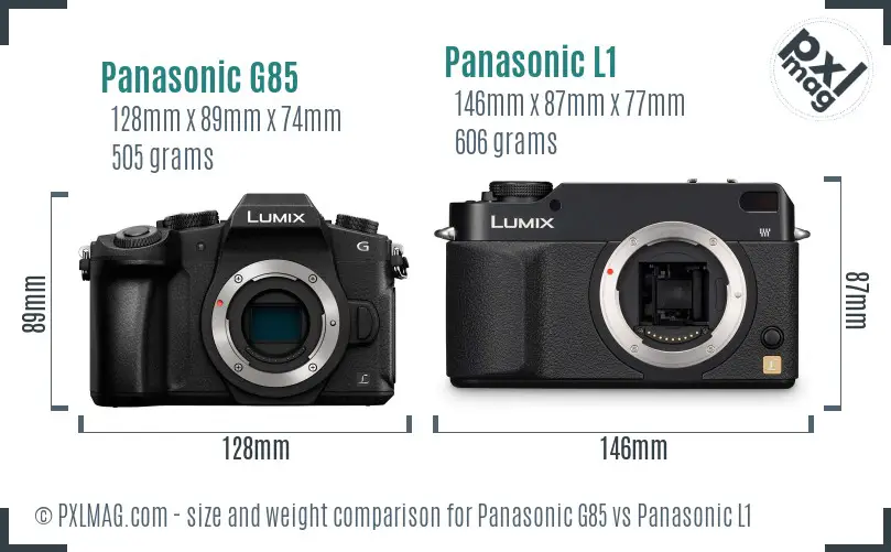 Panasonic G85 vs Panasonic L1 size comparison