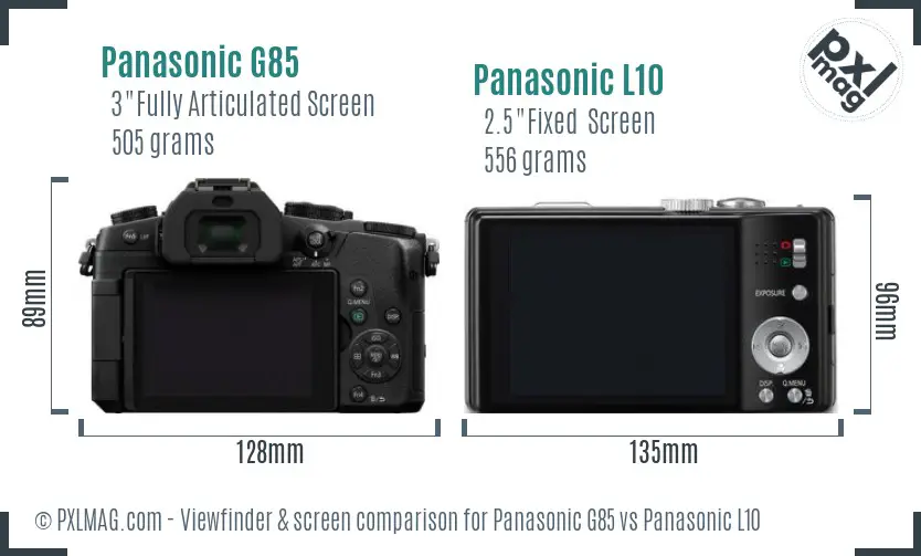 Panasonic G85 vs Panasonic L10 Screen and Viewfinder comparison