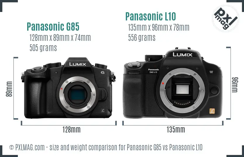 Panasonic G85 vs Panasonic L10 size comparison