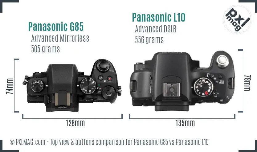 Panasonic G85 vs Panasonic L10 top view buttons comparison
