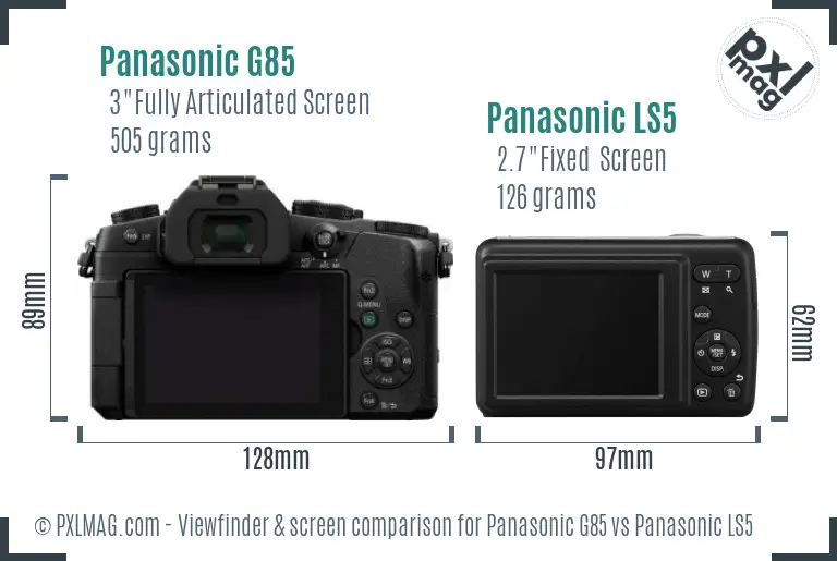 Panasonic G85 vs Panasonic LS5 Screen and Viewfinder comparison