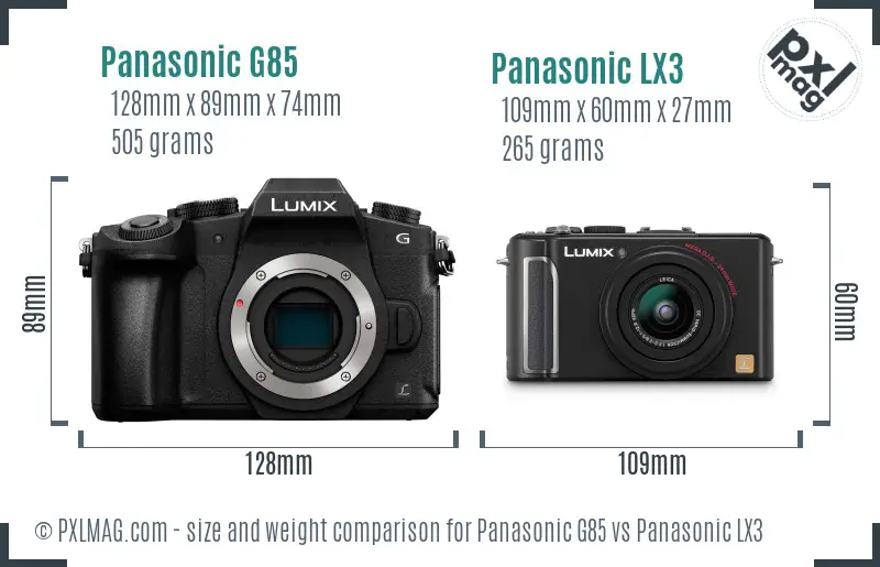 Panasonic G85 vs Panasonic LX3 size comparison