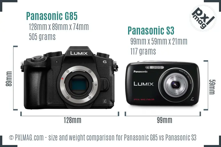Panasonic G85 vs Panasonic S3 size comparison