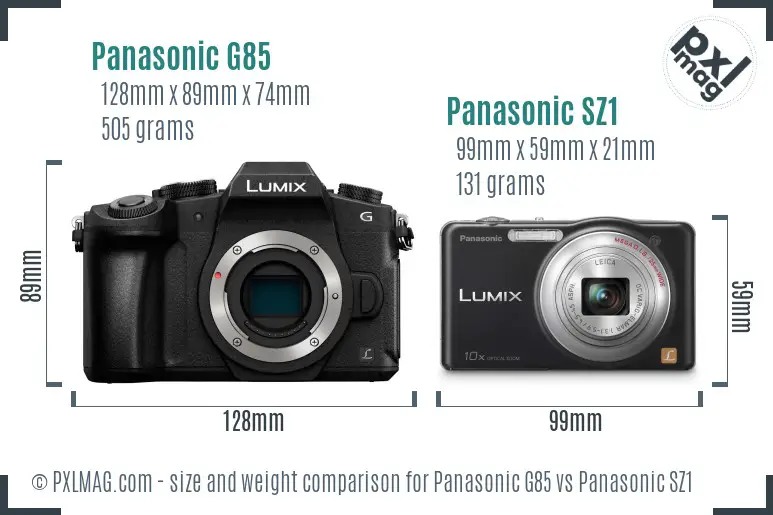 Panasonic G85 vs Panasonic SZ1 size comparison