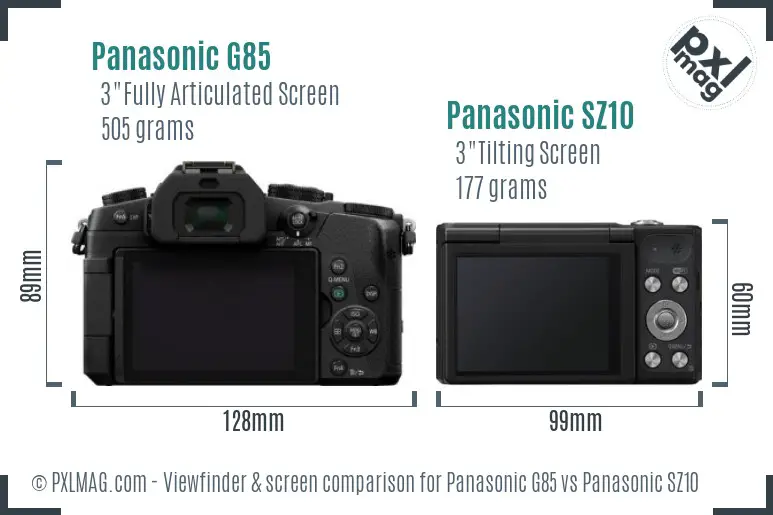 Panasonic G85 vs Panasonic SZ10 Screen and Viewfinder comparison