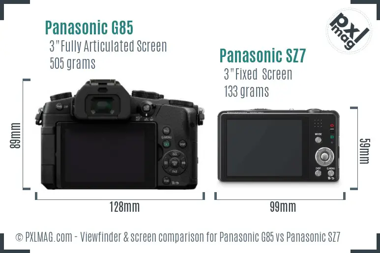 Panasonic G85 vs Panasonic SZ7 Screen and Viewfinder comparison