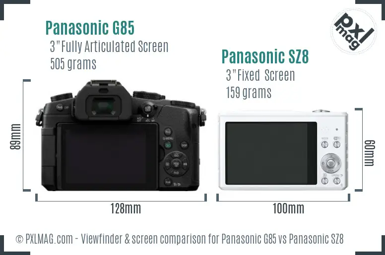 Panasonic G85 vs Panasonic SZ8 Screen and Viewfinder comparison