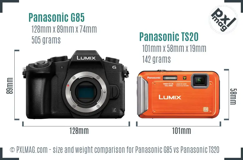 Panasonic G85 vs Panasonic TS20 size comparison