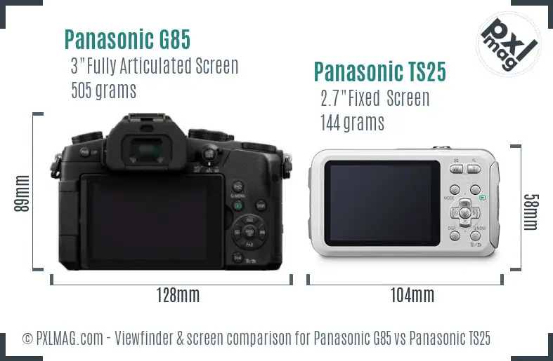 Panasonic G85 vs Panasonic TS25 Screen and Viewfinder comparison