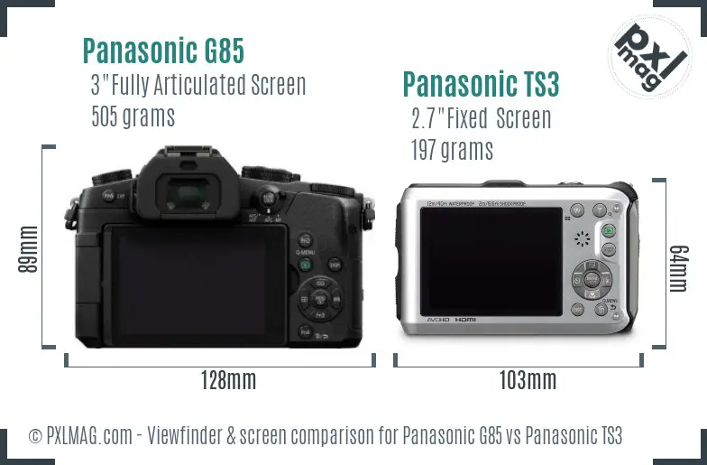 Panasonic G85 vs Panasonic TS3 Screen and Viewfinder comparison
