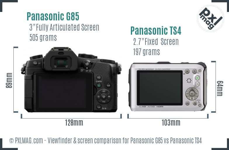 Panasonic G85 vs Panasonic TS4 Screen and Viewfinder comparison