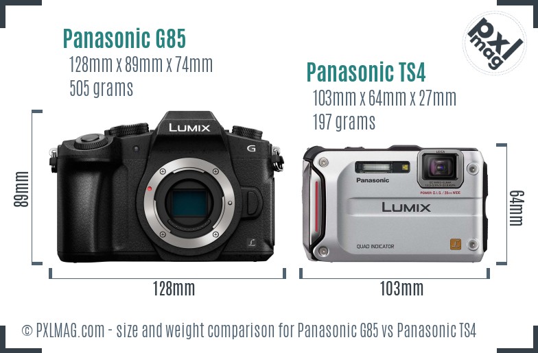 Panasonic G85 vs Panasonic TS4 size comparison