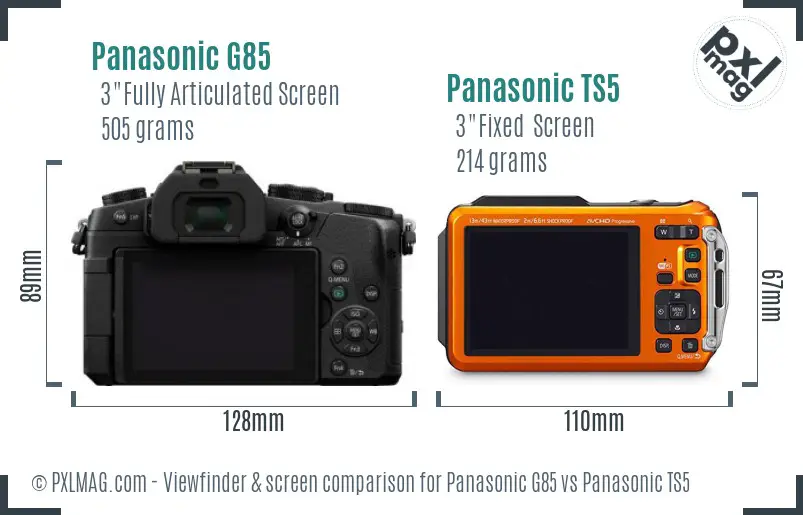 Panasonic G85 vs Panasonic TS5 Screen and Viewfinder comparison