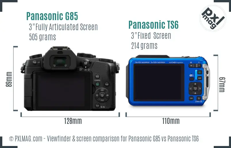 Panasonic G85 vs Panasonic TS6 Screen and Viewfinder comparison