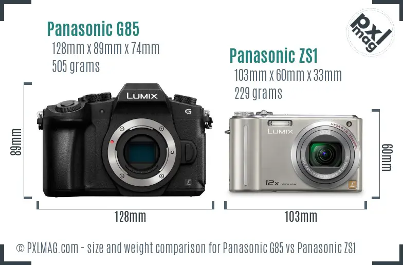 Panasonic G85 vs Panasonic ZS1 size comparison