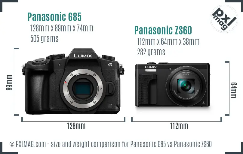Panasonic G85 vs Panasonic ZS60 size comparison