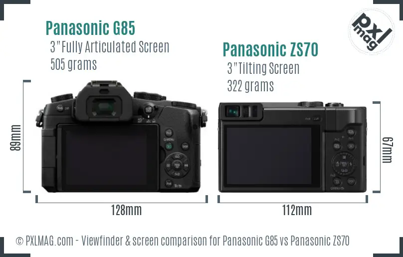 Panasonic G85 vs Panasonic ZS70 Screen and Viewfinder comparison
