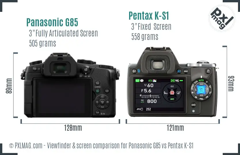 Panasonic G85 vs Pentax K-S1 Screen and Viewfinder comparison