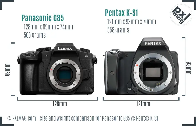 Panasonic G85 vs Pentax K-S1 size comparison