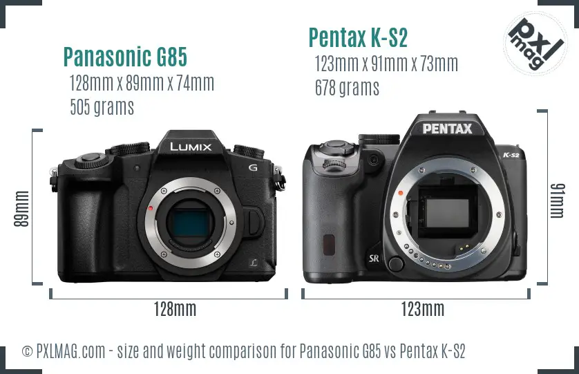 Panasonic G85 vs Pentax K-S2 size comparison