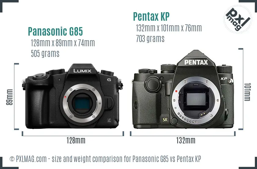 Panasonic G85 vs Pentax KP size comparison