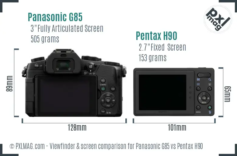 Panasonic G85 vs Pentax H90 Screen and Viewfinder comparison