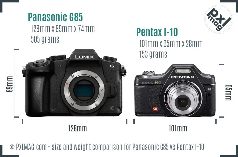 Panasonic G85 vs Pentax I-10 size comparison