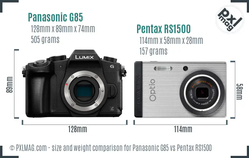 Panasonic G85 vs Pentax RS1500 size comparison