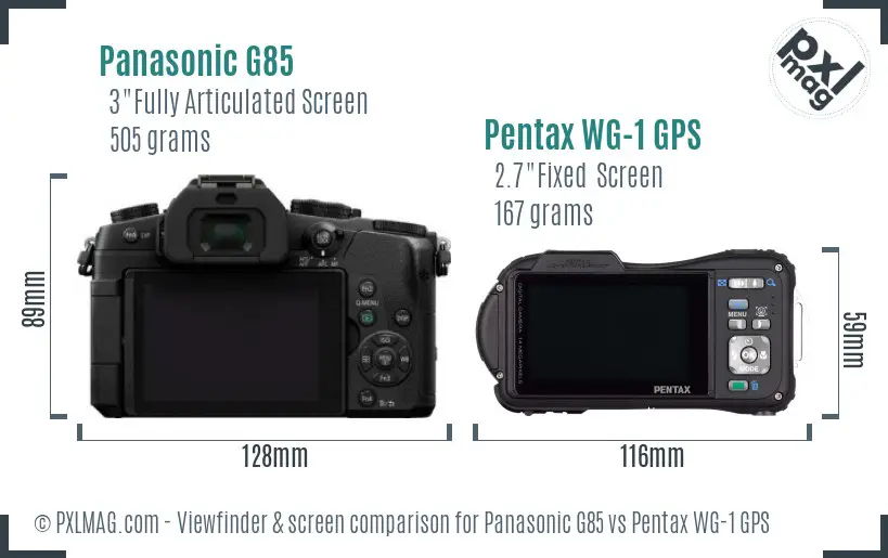 Panasonic G85 vs Pentax WG-1 GPS Screen and Viewfinder comparison