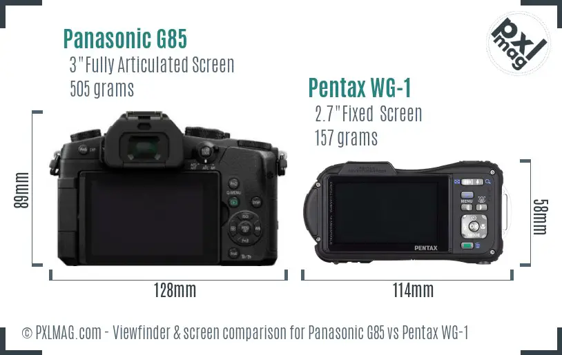Panasonic G85 vs Pentax WG-1 Screen and Viewfinder comparison