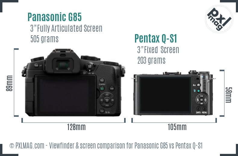 Panasonic G85 vs Pentax Q-S1 Screen and Viewfinder comparison