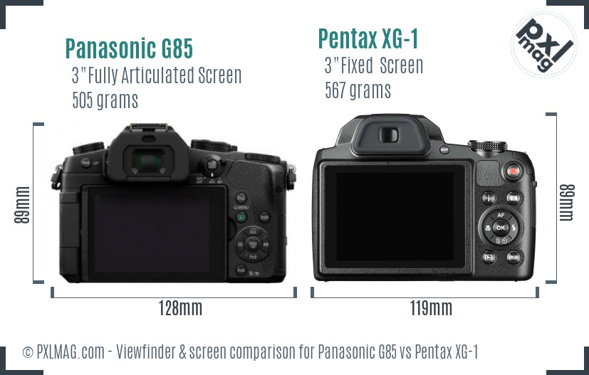 Panasonic G85 vs Pentax XG-1 Screen and Viewfinder comparison