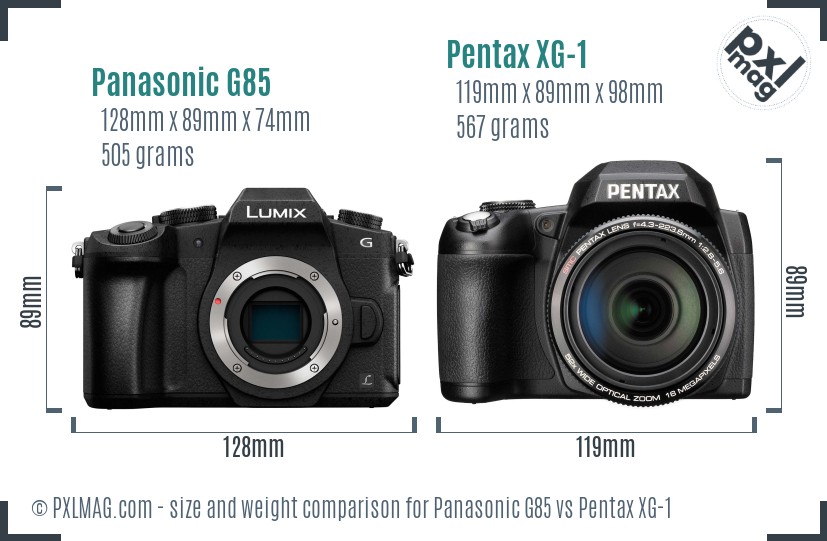 Panasonic G85 vs Pentax XG-1 size comparison