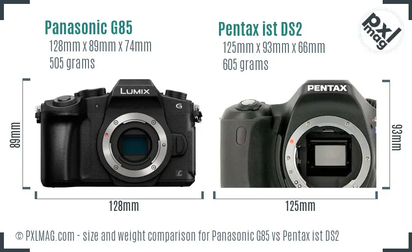 Panasonic G85 vs Pentax ist DS2 size comparison