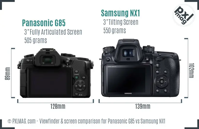Panasonic G85 vs Samsung NX1 Screen and Viewfinder comparison