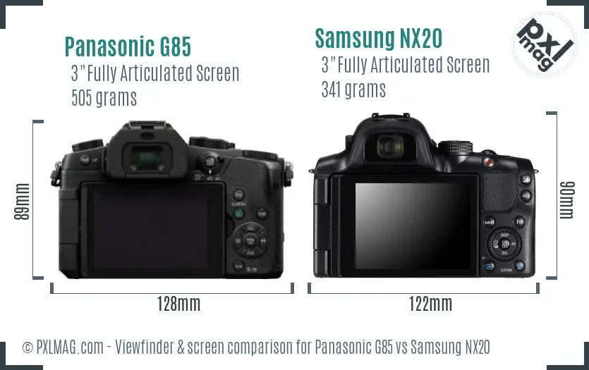 Panasonic G85 vs Samsung NX20 Screen and Viewfinder comparison