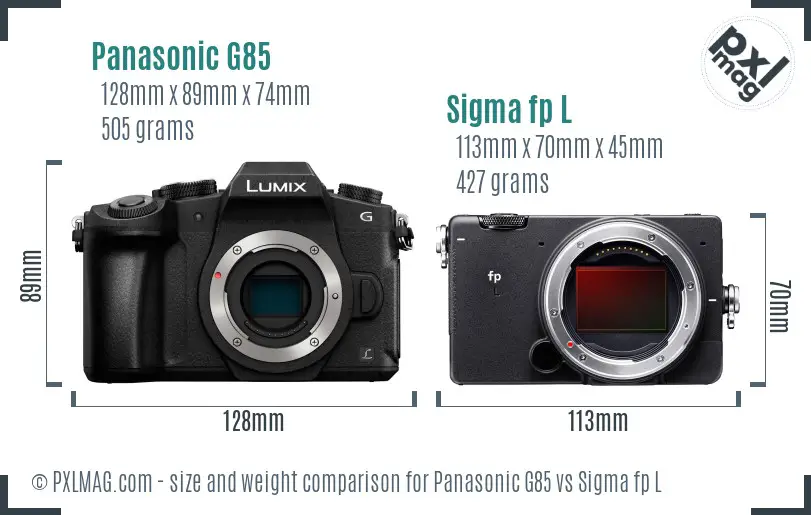 Panasonic G85 vs Sigma fp L size comparison