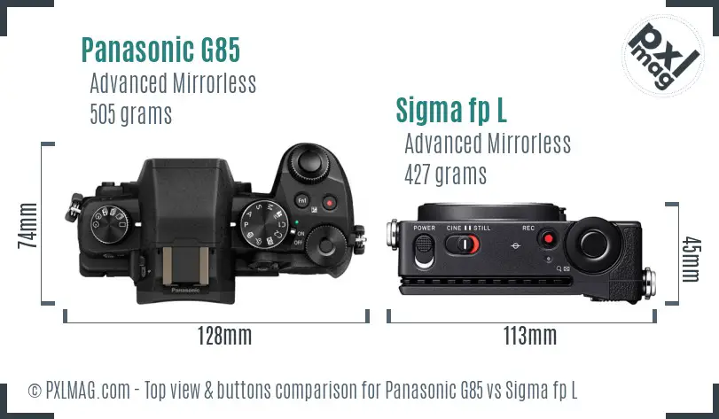 Panasonic G85 vs Sigma fp L top view buttons comparison