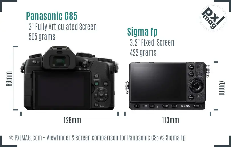 Panasonic G85 vs Sigma fp Screen and Viewfinder comparison Panasonic G85 vs Sigma fp Screen and Viewfinder comparison