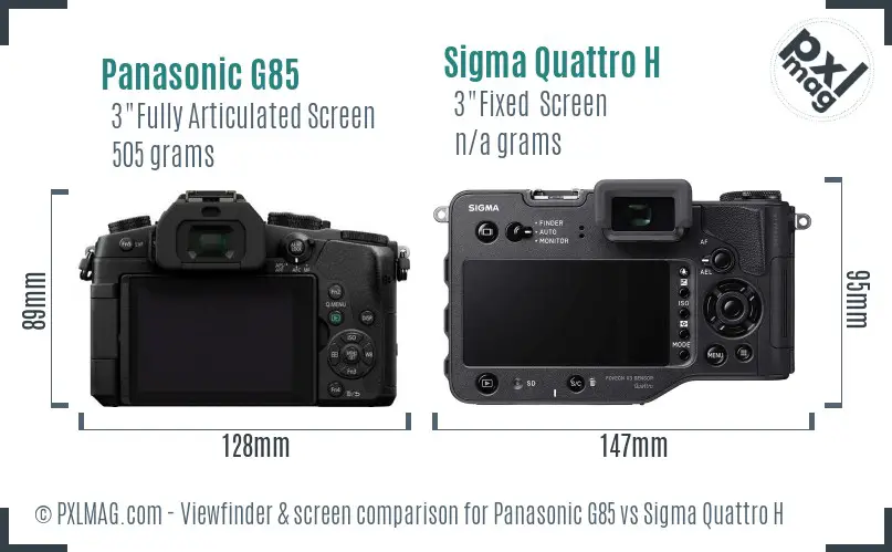Panasonic G85 vs Sigma Quattro H Screen and Viewfinder comparison