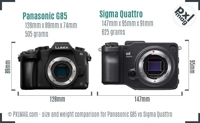 Panasonic G85 vs Sigma Quattro size comparison