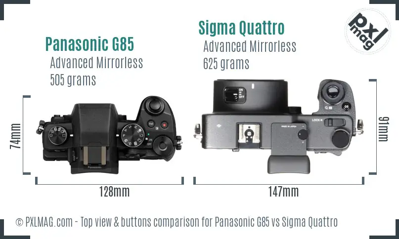 Panasonic G85 vs Sigma Quattro top view buttons comparison