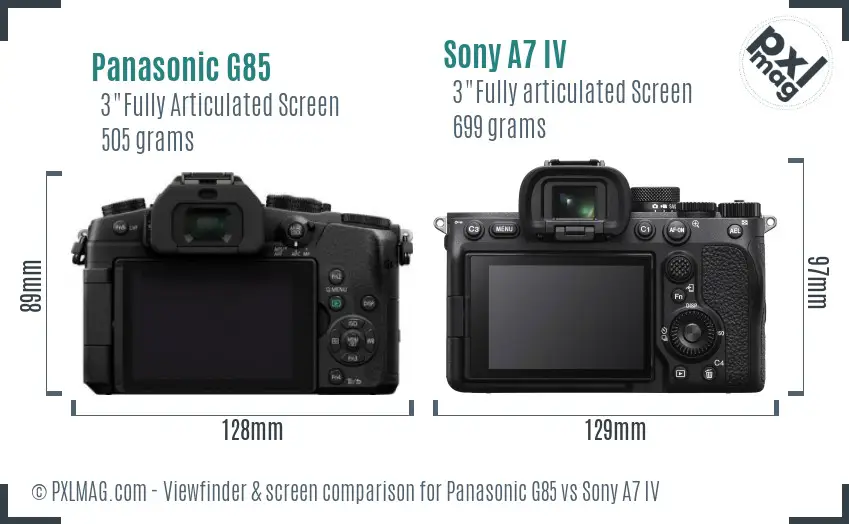 Panasonic G85 vs Sony A7 IV Screen and Viewfinder comparison