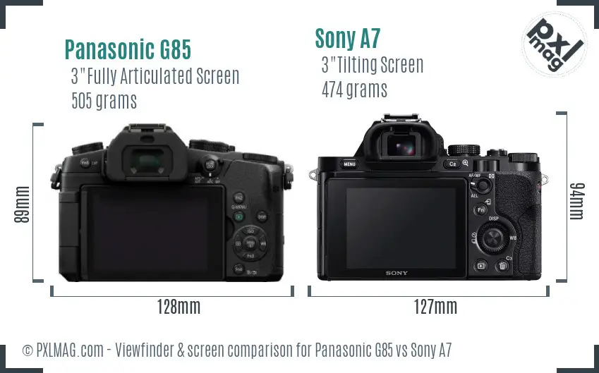Panasonic G85 vs Sony A7 Screen and Viewfinder comparison