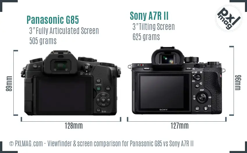 Panasonic G85 vs Sony A7R II Screen and Viewfinder comparison