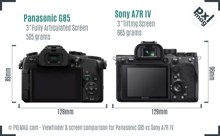 Panasonic G85 vs Sony A7R IV Screen and Viewfinder comparison