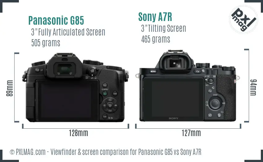 Panasonic G85 vs Sony A7R Screen and Viewfinder comparison