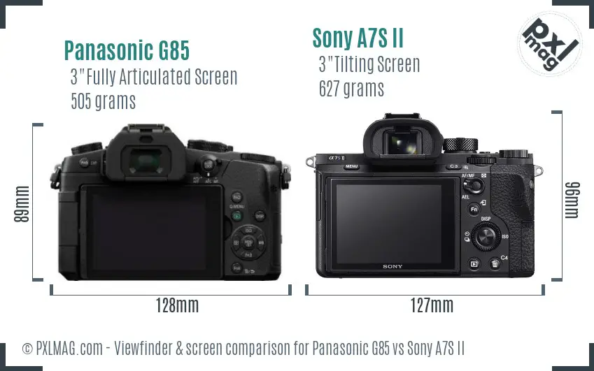 Panasonic G85 vs Sony A7S II Screen and Viewfinder comparison