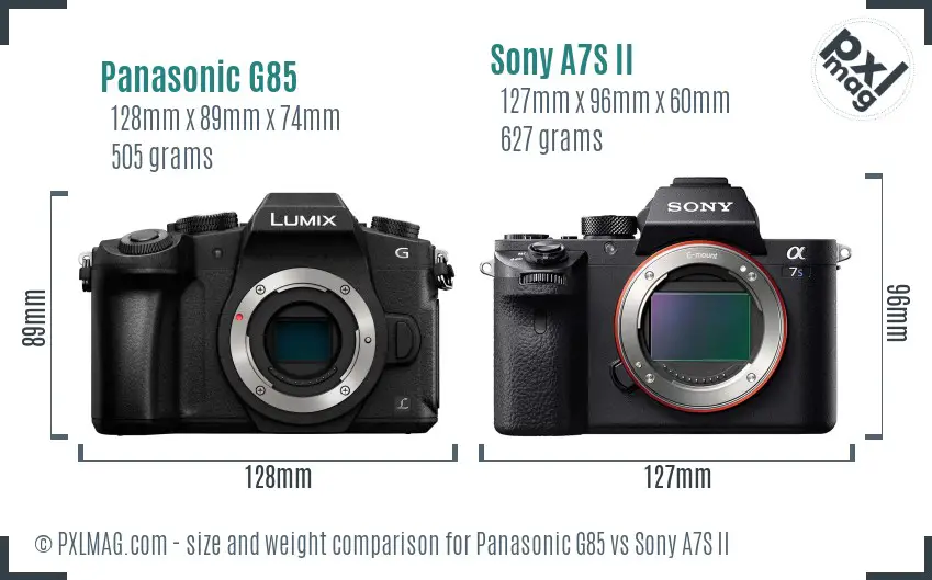 Panasonic G85 vs Sony A7S II size comparison